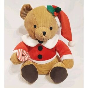 Corduroy Christmas Bear with Candy Cane Santa hat weighted‎  sand bottom Ross